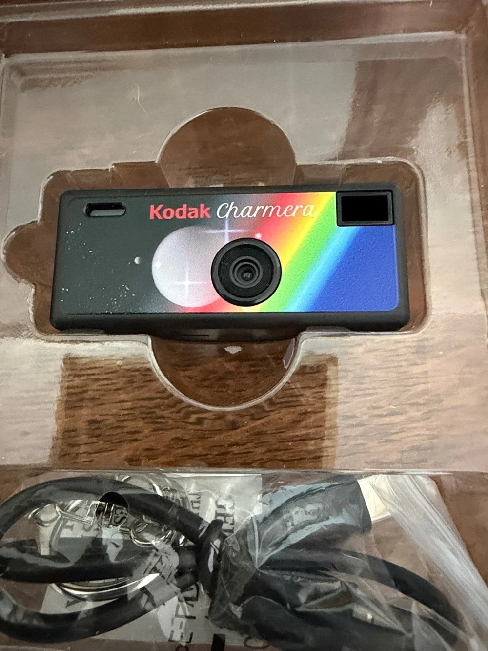 New Kodak Charmera Keychain Digital Camera — Black with Rainbow Accent